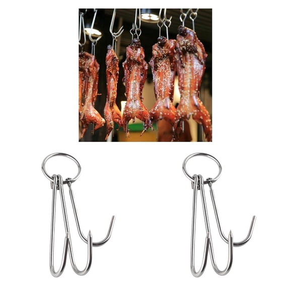 Fiocias 2 Pieces Stainless Meat Hooks Bacon Chicken Processing Hanging Drying Tools