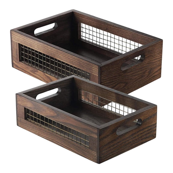 Fiocias 2 Pieces Storage Baskets Food Storage Box Decor Rustic Display Vegetable Baskets
