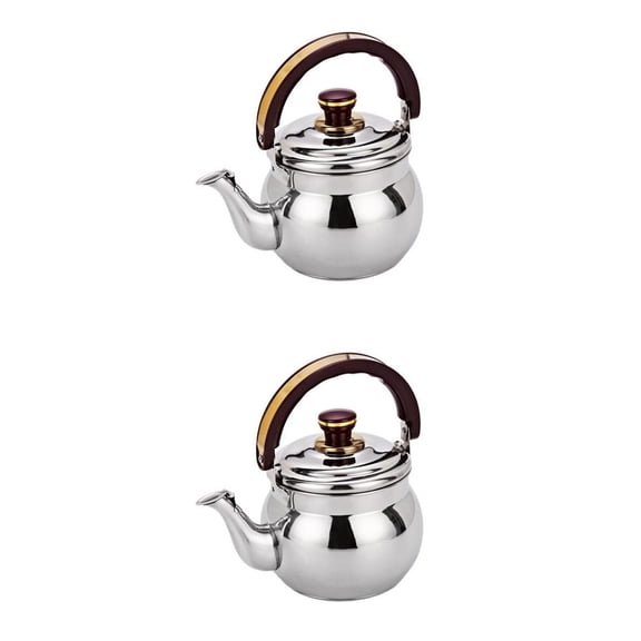Fiocias 2 Pieces Whistling Kettle Set with Lid & PP Handle Kitchenware 1.0&0.6 Litre