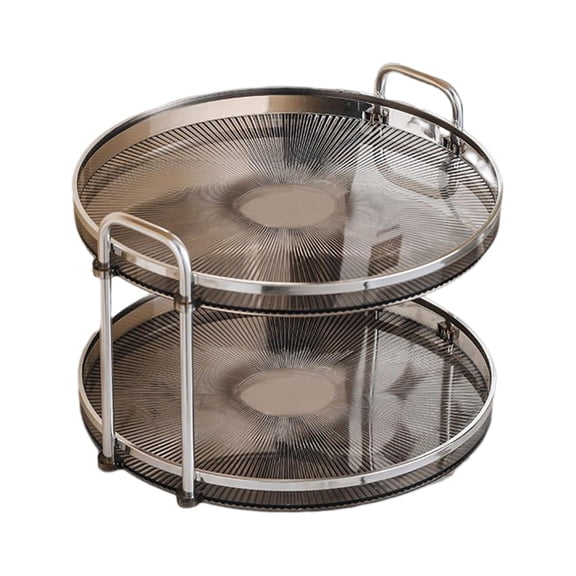 Fiocias 2 Tier Counter Tray Countertop Organizer Buffet Plates Round Vanity Tray Serving Grey