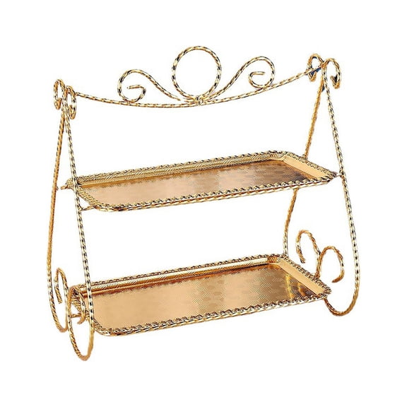 Fiocias 2 Tier Serving Tray Cake Stand Easy Clean Desktop Organizer Rack Dessert Serving