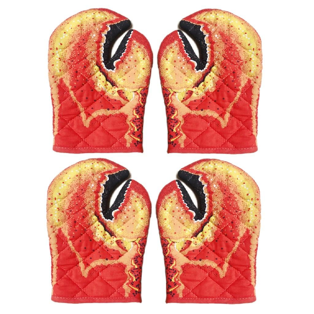 Fiocias 2 pairs Lobster Claw Oven Mitts Heat Resistant Kitchen Gloves for Oven Cooking