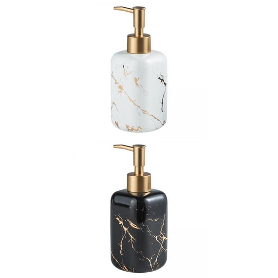 Fiocias 2pcs Marble Texture Soap Dispenser Lotion Bottle Pump for Hotel Kitchen