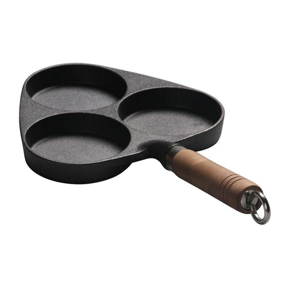Fiocias 3-Cup Cast Iron Nonstick Egg Pan Fryer Kitchen Cooker Blintzes Crepes Frying