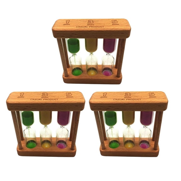 Fiocias 3 Pack Sand Glass Clock Tea Timer 1 + 3 + 5 Minutes - 3 In 1 Hourglass Sandglass