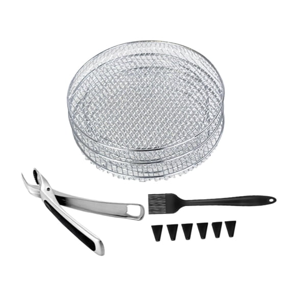 Fiocias 3 Pieces Stainless Steel Fryer Racks Grill Rack Multiuse Replacement Multi Layer round