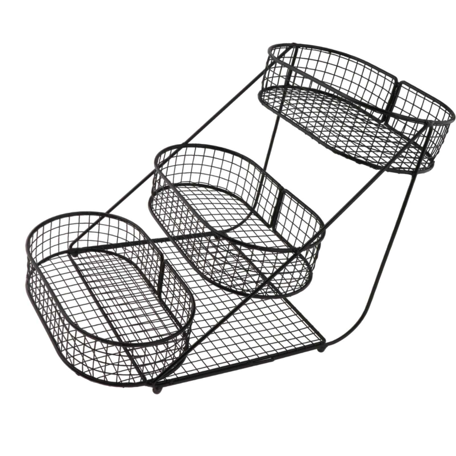 Fiocias 3 Tier Countertop Fruit Basket Space Saver Serving Stand Vegetables Storage Rack black