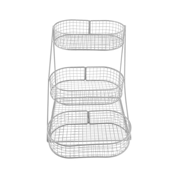 Fiocias 3 Tier Countertop Fruit Basket Space Saver Serving Stand Vegetables Storage Rack white
