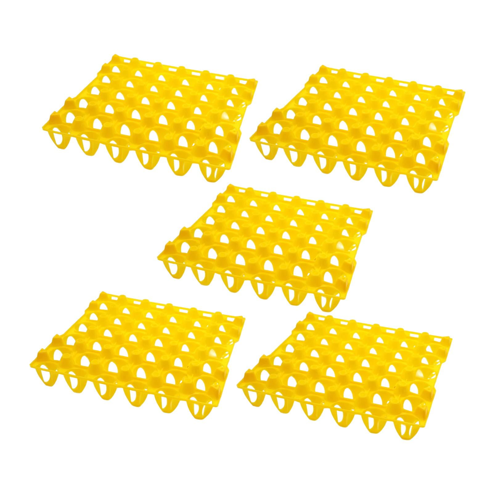 Fiocias 30 Grid Egg Tray Egg Holder Stackable Practical Egg Cartons Fridge Egg Organizer 5pcs Yellow