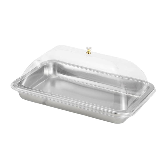 Fiocias 304 Stainless Steel Serving Tray with Dome Lid Covered Food Tray Serving Platter 36x27x5cm