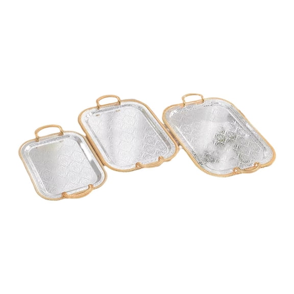 Fiocias 3x Serving Trays,Dessert Displays Tray, Rectangle Metal Buffet Plate, Decorative