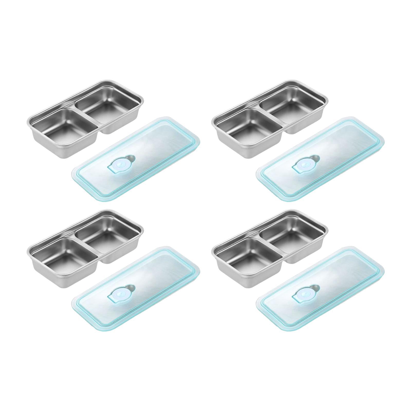 Fiocias 4 Pieces Stainless Steel Snack Container Bento Box Food Containers Sealing Lunch