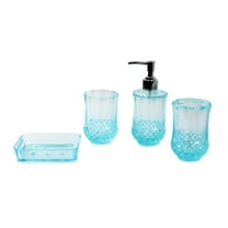 Fiocias 4Pcs Soap Dispenser Acrylic Toothbrush Holder Bathroom Accessories Set Toothbrush Blue