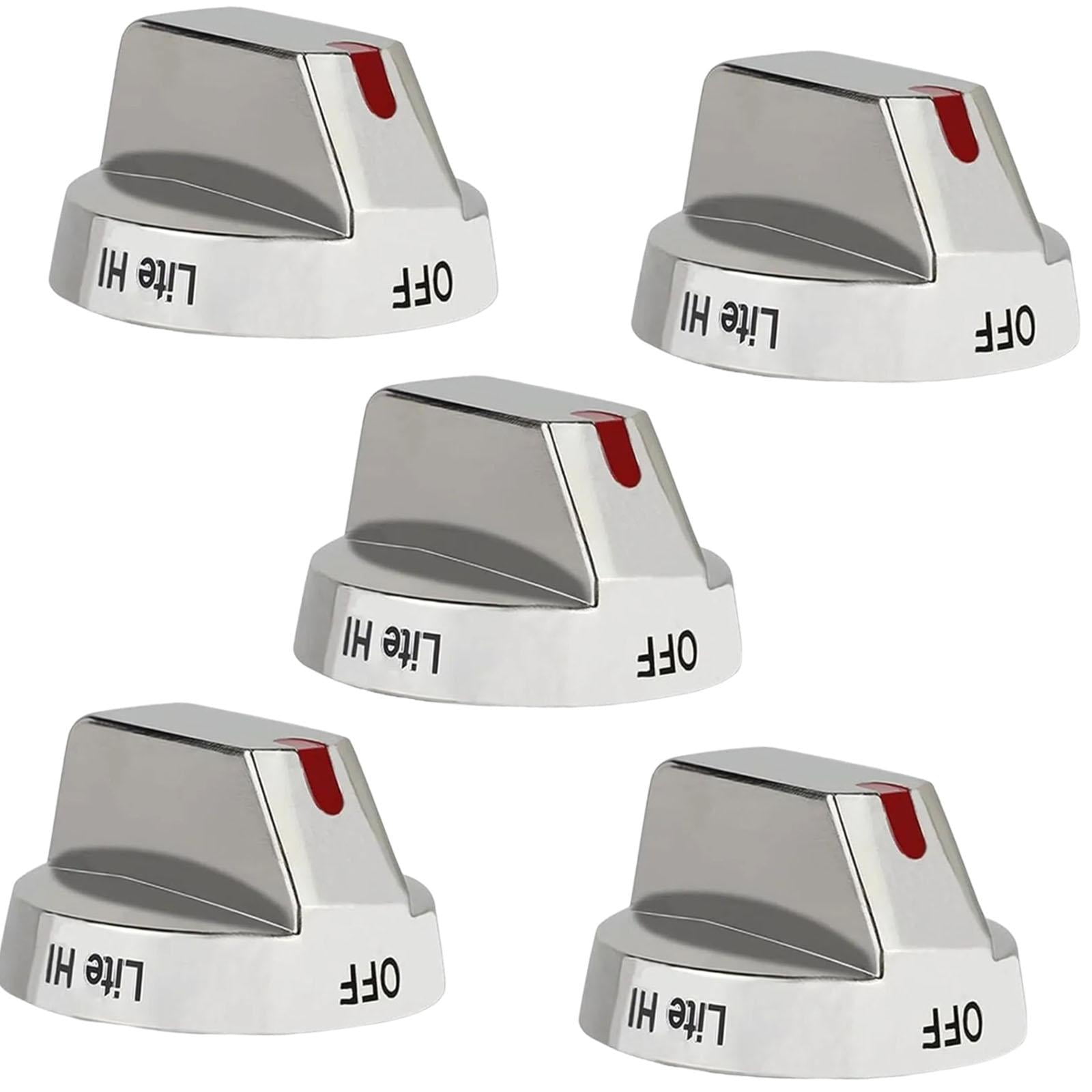 Fiocias 5 Pieces Cooktop Knob Gas Stove Knob Upgrade Stainless Steel Lightweight for Hob