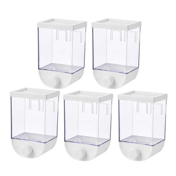 Fiocias 5x Kitchen Clear Wall Mounted Food Storage Container Box Cereal Grain Dispenser