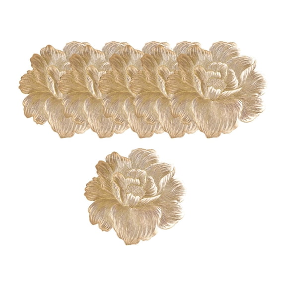 Fiocias 6 Pieces of Flowers -Tischemate Table Mat PVC Nordic Western Placemat Fruit Bowl gold