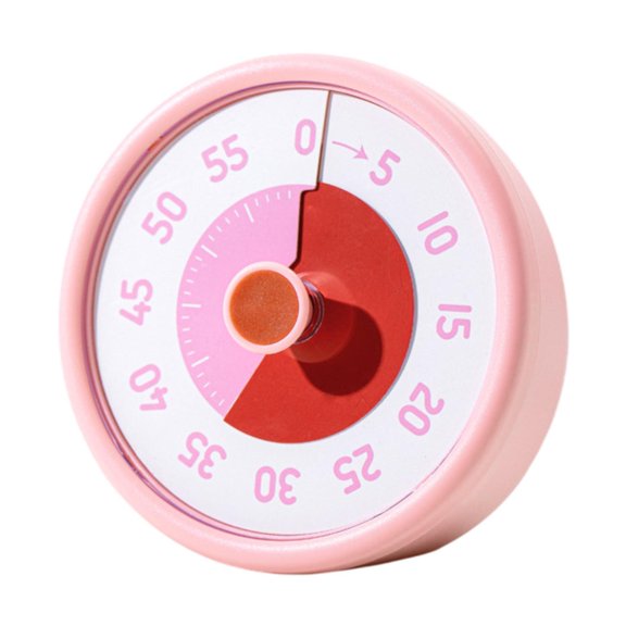 Fiocias 60Minutes Visual Timer Baking Alarm Clock Mechanical No Ticking Count Down Timer pink