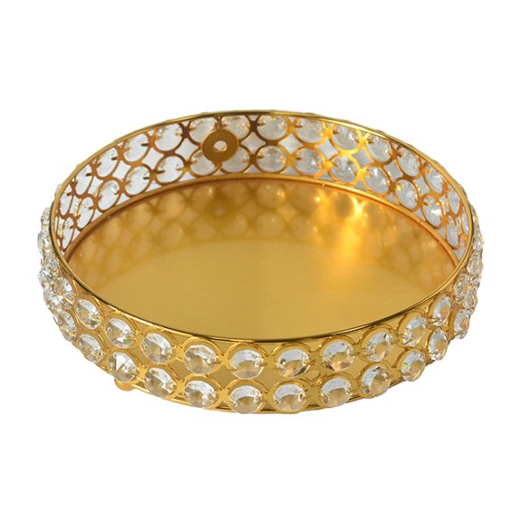 Fiocias 7.8inch Round Serving Tray Makeup Tray Versatile Jewelry Trinket Organizer Table