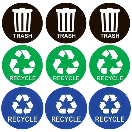 Fiocias 9 Pieces Recycle Stickers for Trash Can 5" Logos Sign Decal Labels for Recycling