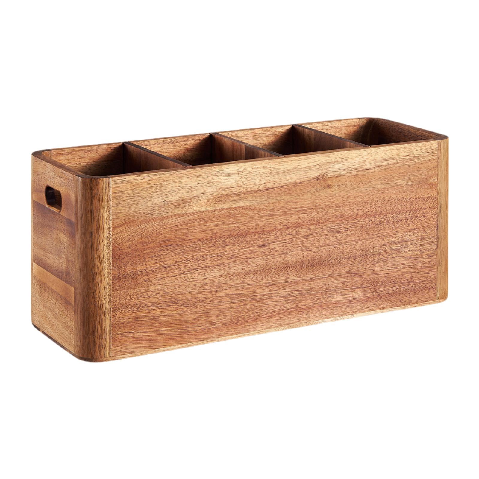 Fiocias Acacia Wood Utensil Holder Cutlery Drainer Easy to Clean Chopsticks Holder Spoon