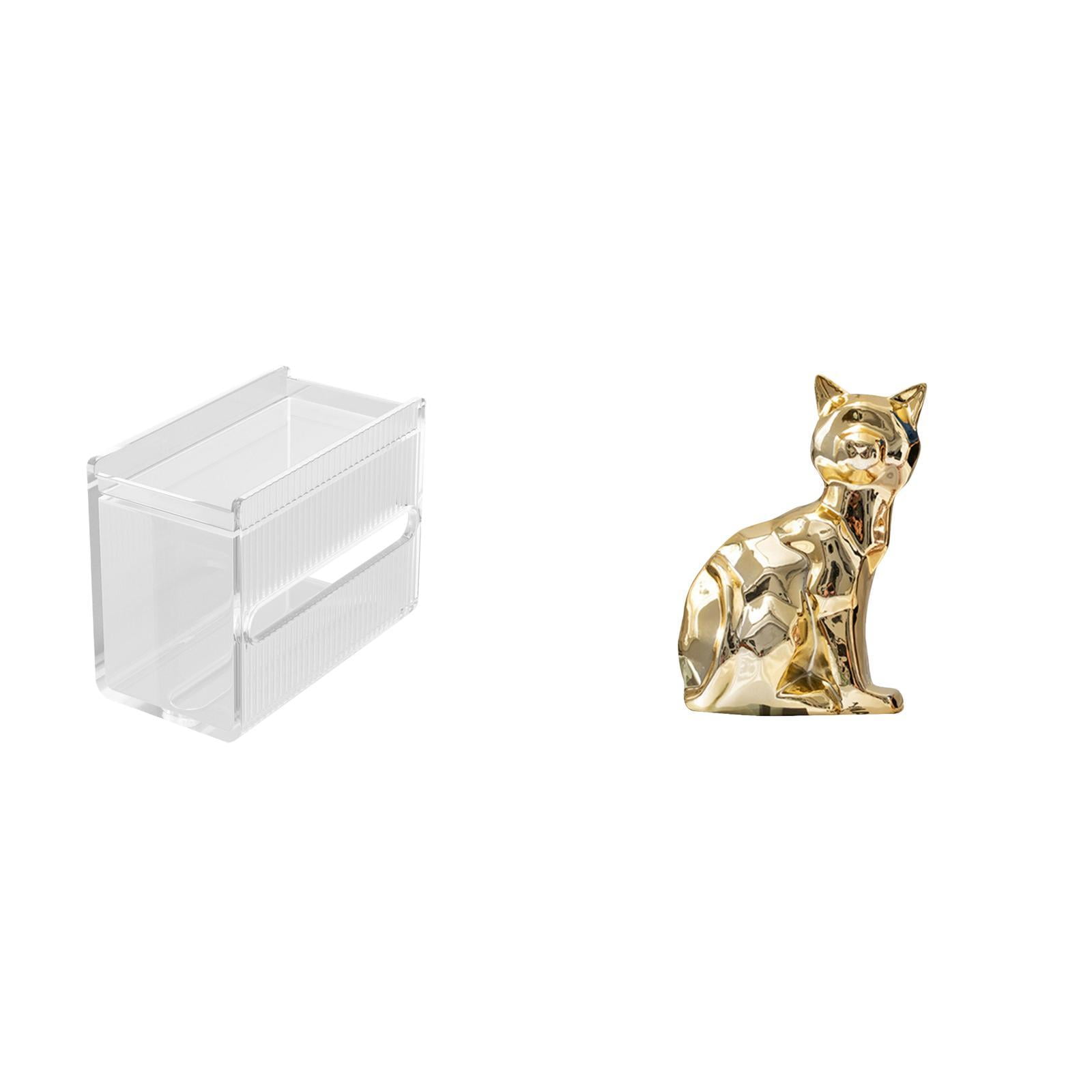 Fiocias Acrylic Cat Toilet Paper Storage Box Modern Animal Sculpture Paper Towel Dispenser Wall Mounted Tissue Holder Decorative Figurine Ornament for Firepla