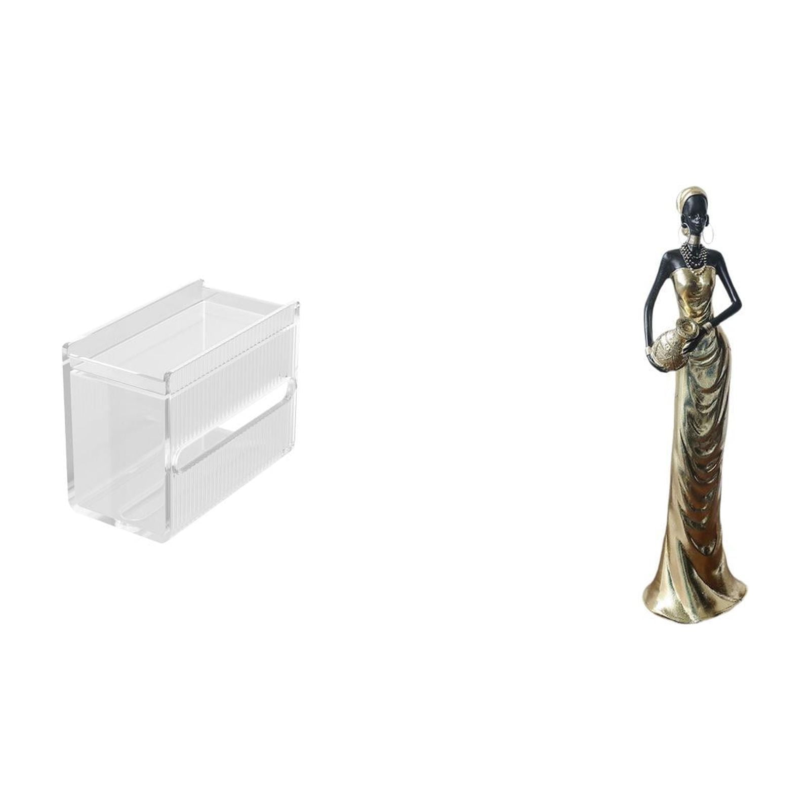 Fiocias Acrylic Toilet Paper Storage Box Modern Paper Towel Dispenser Wall Mounted Toilet Tissue Paper Holder African Figurine Tribal Lady Statue Vintage Art