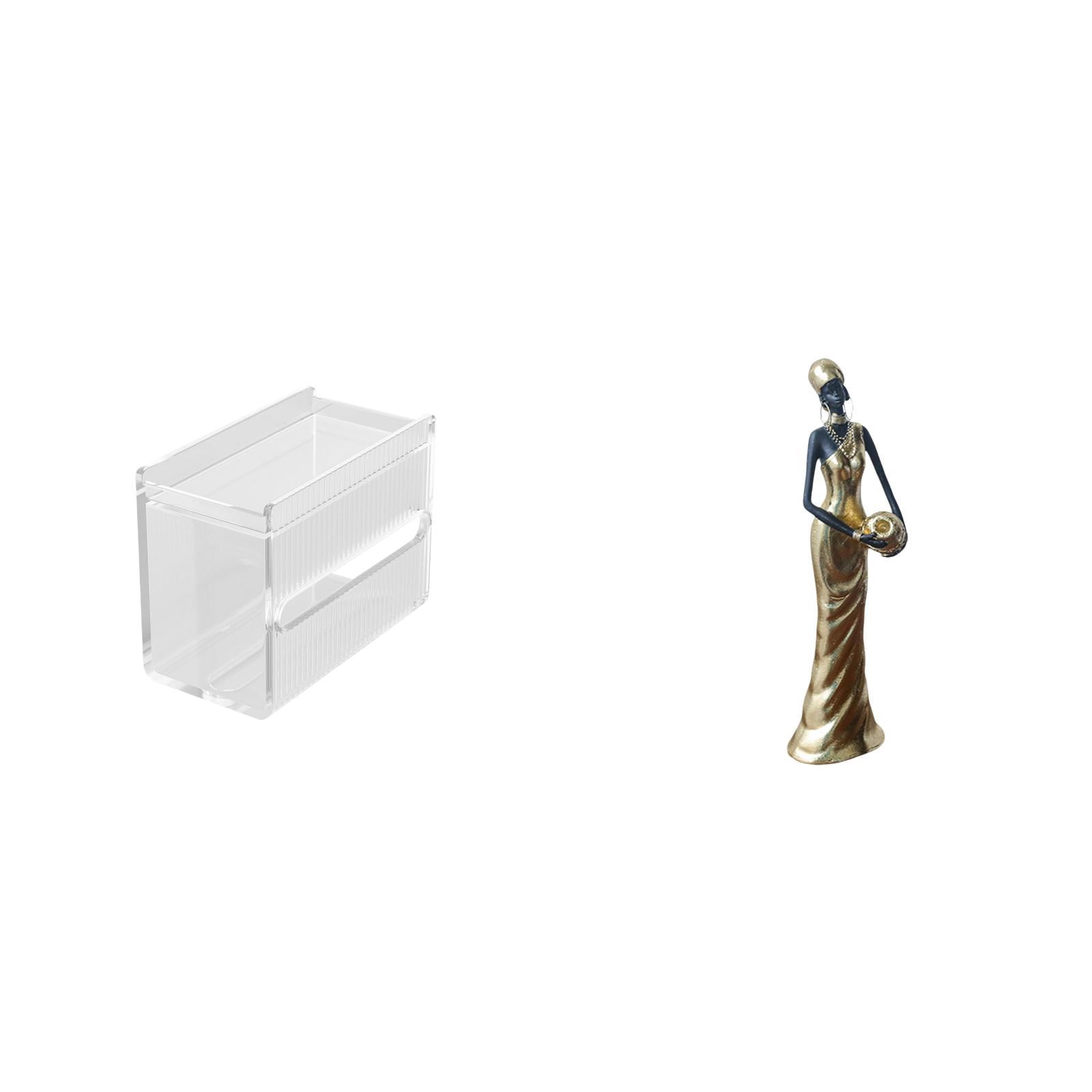 Fiocias Acrylic Toilet Paper Storage Box Modern Paper Towel Dispenser Wall Mounted Toilet Tissue Paper Holder African Tribal Lady Statue African Women Figurin