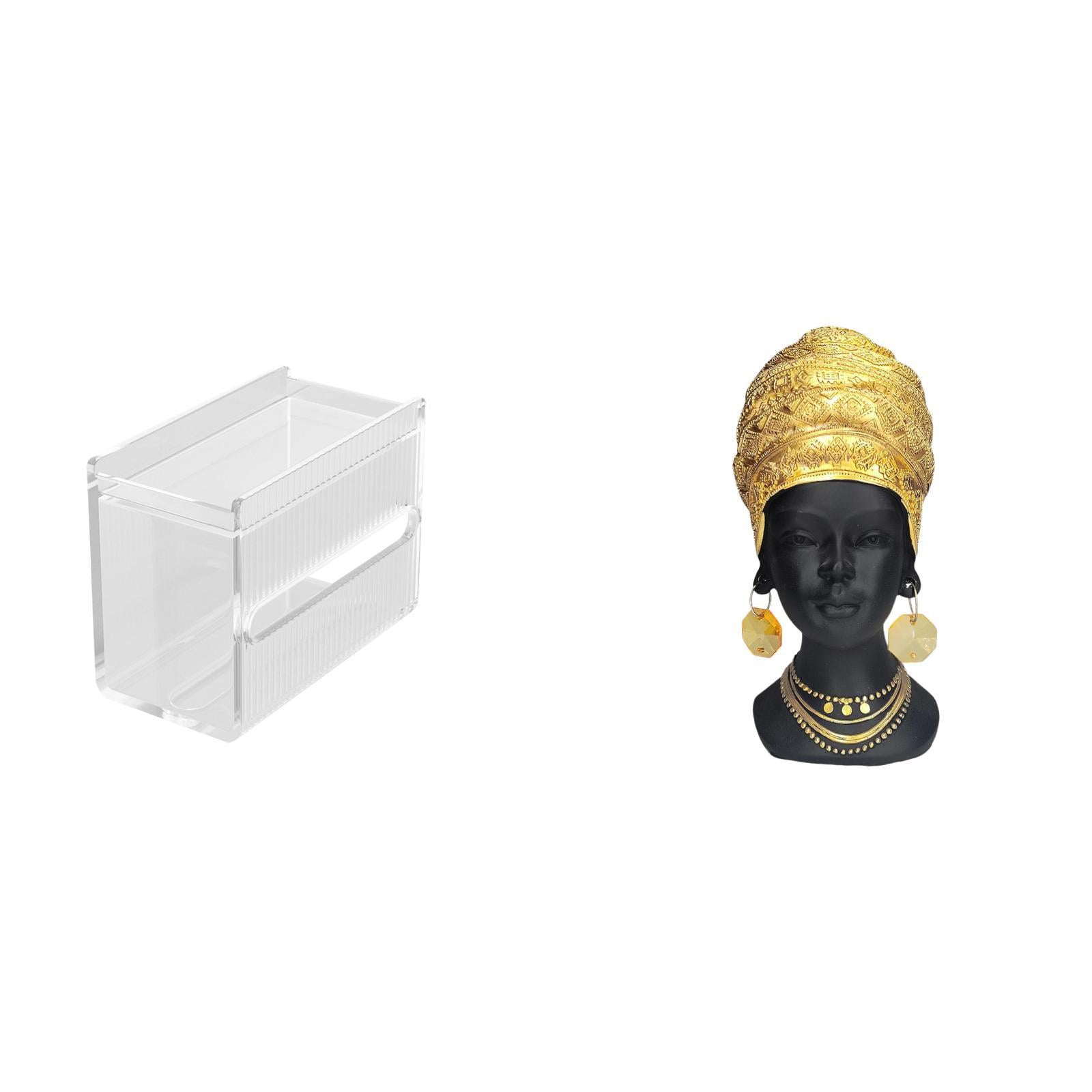 Fiocias Acrylic Toilet Paper Storage Box Modern Paper Towel Dispenser Wall Mounted Toilet Tissue Paper Holder African Woman Statue Tabletop Ornament Gift Home