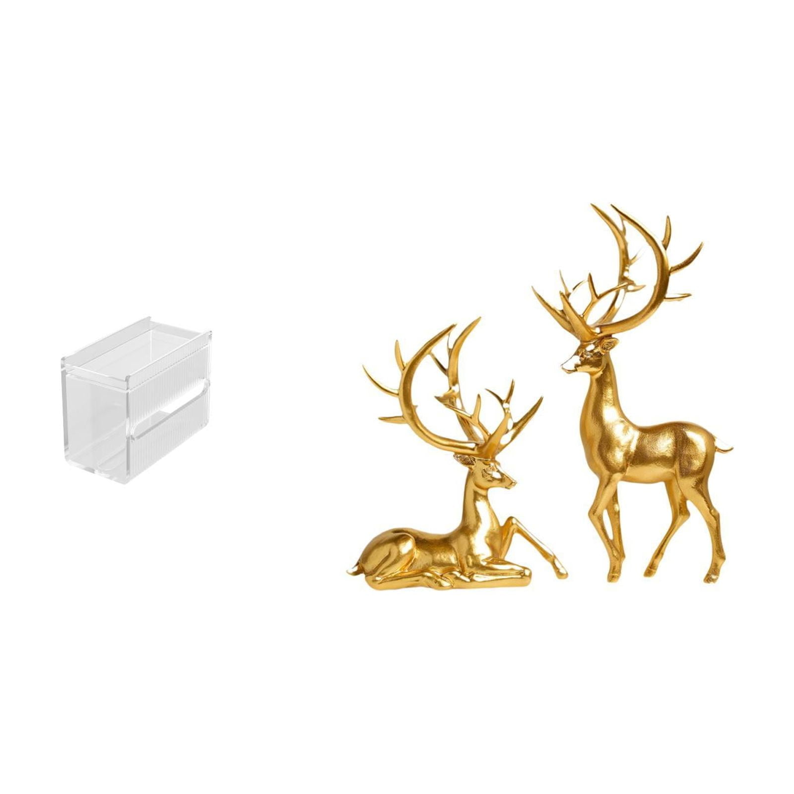 Fiocias Acrylic Toilet Paper Storage Box Modern Paper Towel Dispenser Wall Mounted Toilet Tissue Paper Holder Couple Deer Statues Decorative Sculptures Collec