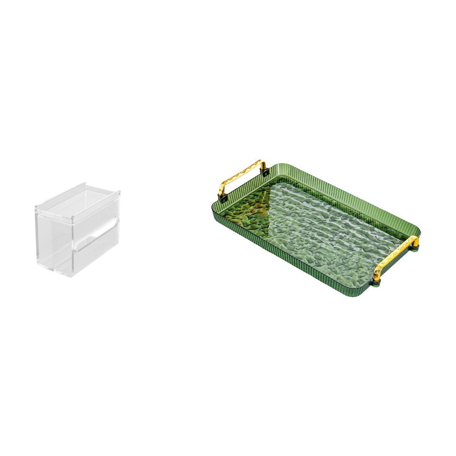 Fiocias Acrylic Toilet Paper Storage Box Modern Paper Towel Dispenser Wall Mounted Toilet Tissue Paper Holder Dessert Plate Coffee Table Tray with Handle Serv