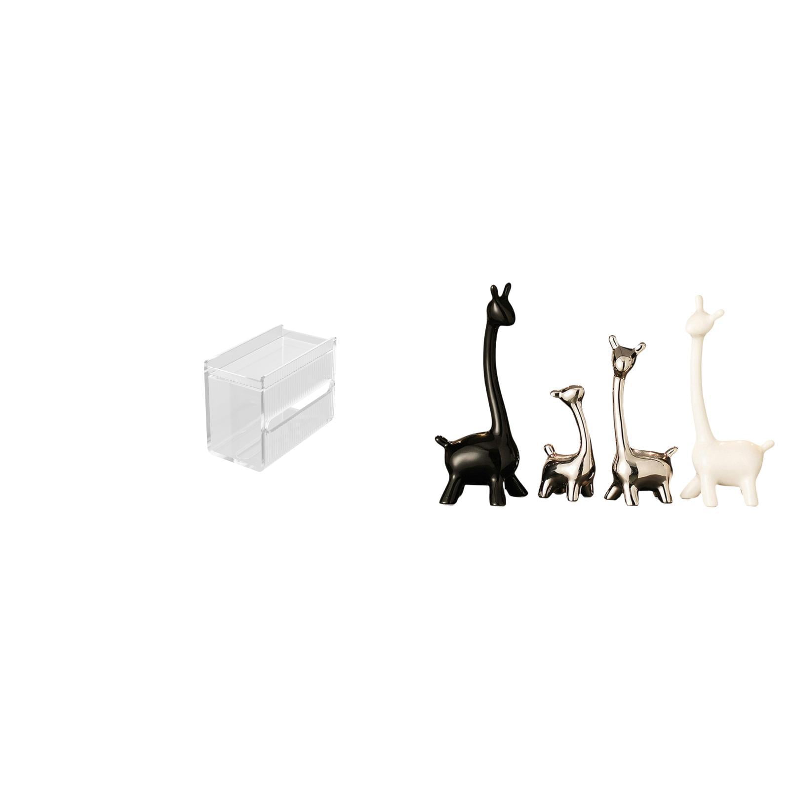Fiocias Acrylic Toilet Paper Storage Box Modern Paper Towel Dispenser Wall Mounted Toilet Tissue Paper Holder Giraffe Figurines Ceramic Statue Furnishing Tabl