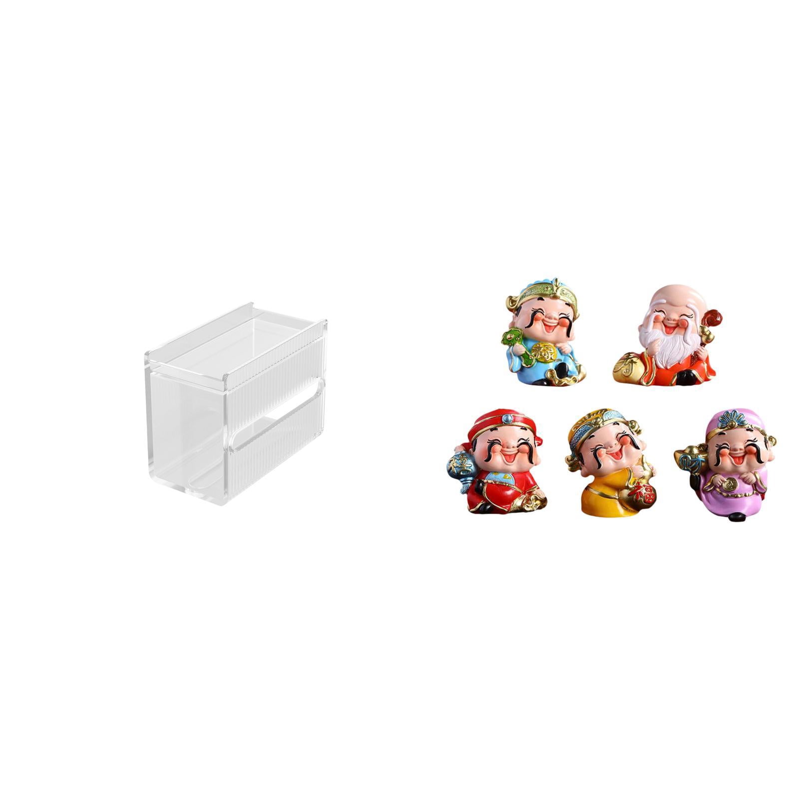 Fiocias Acrylic Toilet Paper Storage Box Modern Paper Towel Dispenser Wall Mounted Toilet Tissue Paper Holder God of Fortune Figurines Tabletop Sculpture Mini