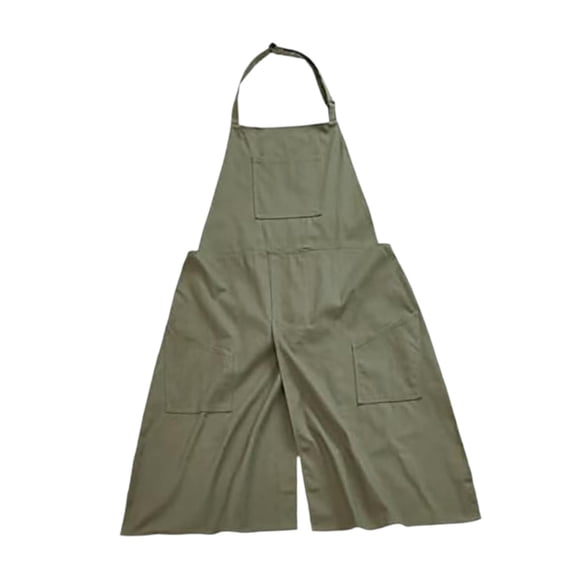 Fiocias Adjustable Split Leg Apron Canvas Material Comfortable Fashionable Art Apron for Green