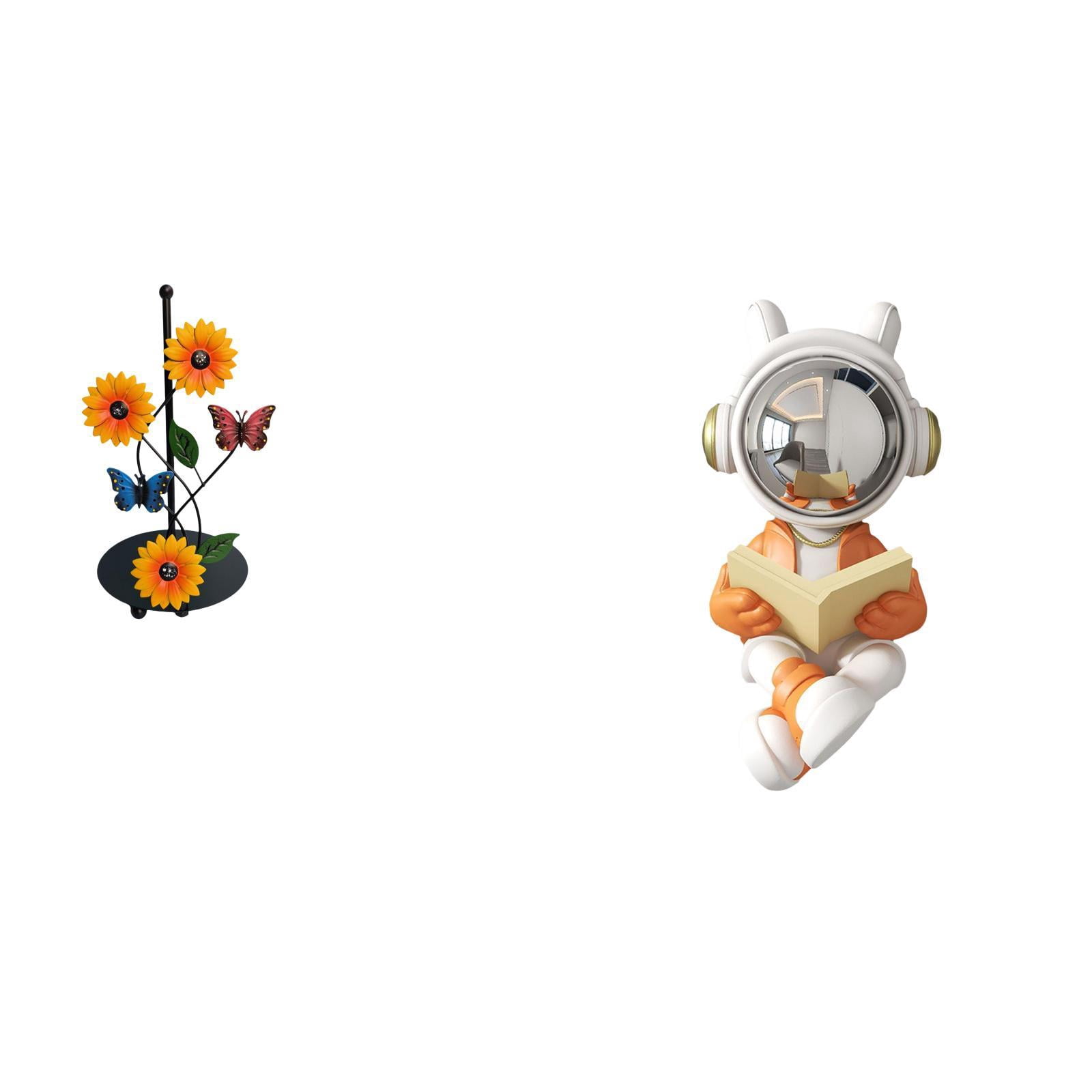 Fiocias Astronaut Paper Towel Holder Dispenser Decorative Statue Tissue Holder Rack Non Slip Vertical Sculpture Ornament for Home Fireplace Table Centerpiece