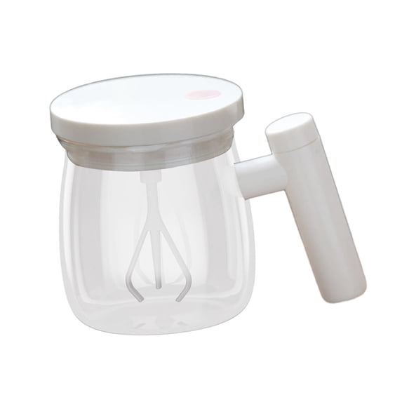 Fiocias Auto Stirring Coffee Mug Glass Self Mixing Cup 400ml Multipurpose Drinks Stirrer White with USB Cable