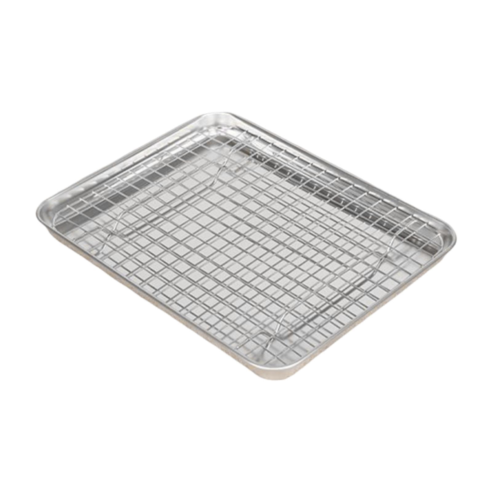 Fiocias Baking Sheet with Rack Bakeware Reusable Food Container Stainless Steel for Home 31.5cmx24.5cmx2.5cm
