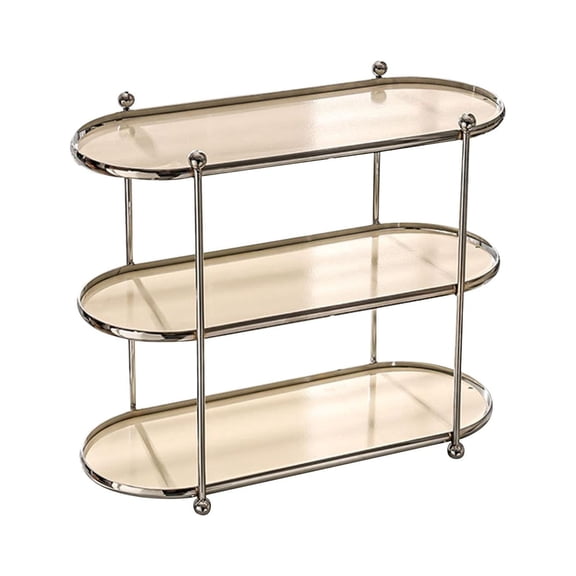 Fiocias Bathroom Countertop Organizer Cosmetic Storage Shelf Display Shelf, Wrought Iron 3 Layer