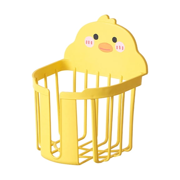 Fiocias Bathroom Wall Storage Decorative Lovely No Drilling Little Yellow Duck Rack Wall Round tissue holder