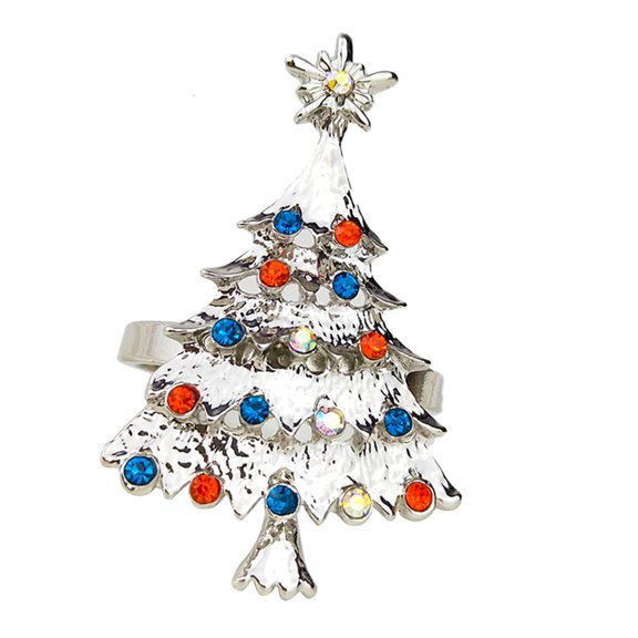 Fiocias Beautiful Stylish Alloy Napkin Serviette Holder Wedding Party Table Decor - Leaves/Elk//Christmas Tree/Fan/ , Christmas Tree , as described Christmas Tree Silver