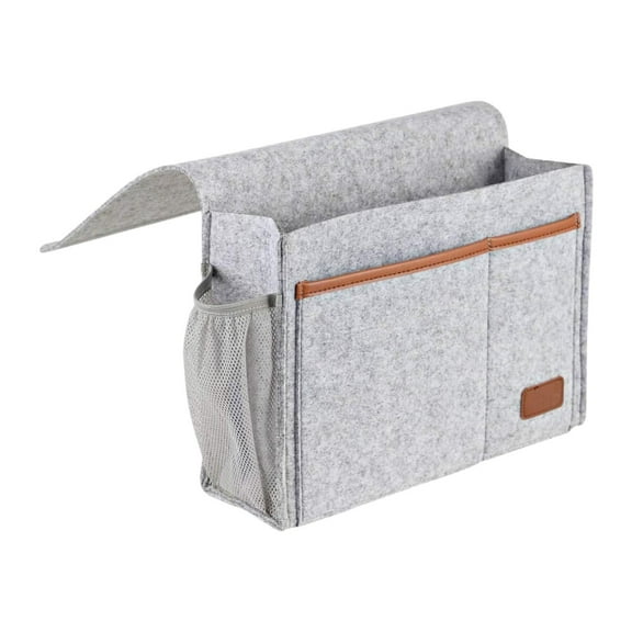 Fiocias Bedside Caddy Large Thick Felt Bed Storage Organizer Bedside Hanging Storage Bag Light Grey
