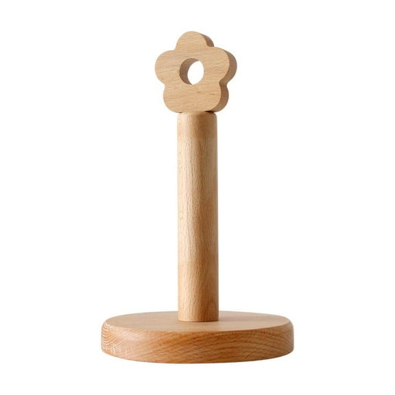 Fiocias Beech Paper Towel Stand Punch-free Free Standing Flower-shaped Tissue Roll Paper Small