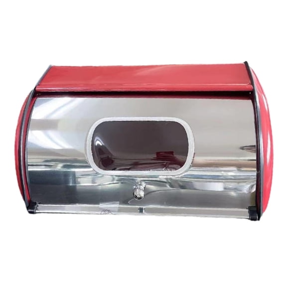 Fiocias Bread Bin with Roll Lid Bread Box Bread Holder Container for Kitchen Counter for Red