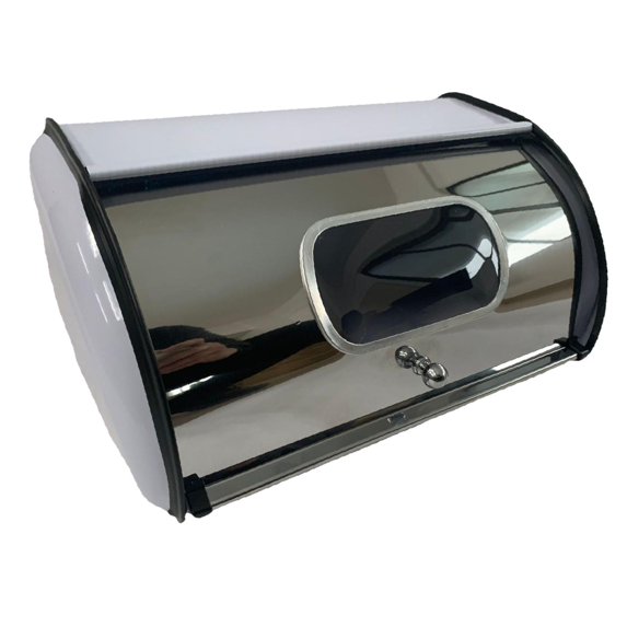 Fiocias Bread Bin with Roll Lid Bread Box Bread Holder Container for Kitchen Counter for White