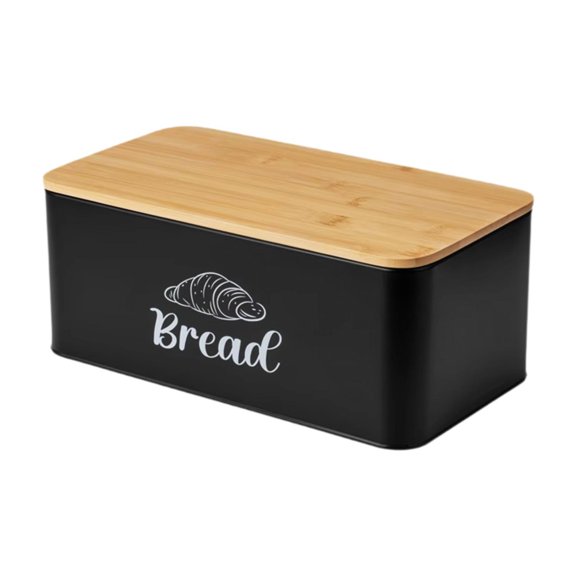 Fiocias Bread Box Bread Bin Gifts Sturdy for Kitchen Countertop Kitchenware for Pantry Black