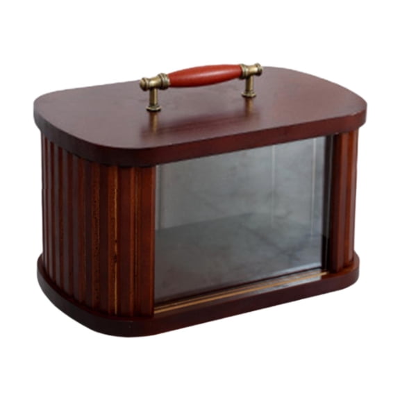 Fiocias Bread Box for Kitchen Countertop Bridesmaid Gift Box Keeper Portable Handle with brown 29cm