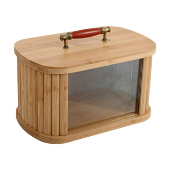 Fiocias Bread Box for Kitchen Countertop Bridesmaid Gift Box Keeper Portable Handle with wood 29cm