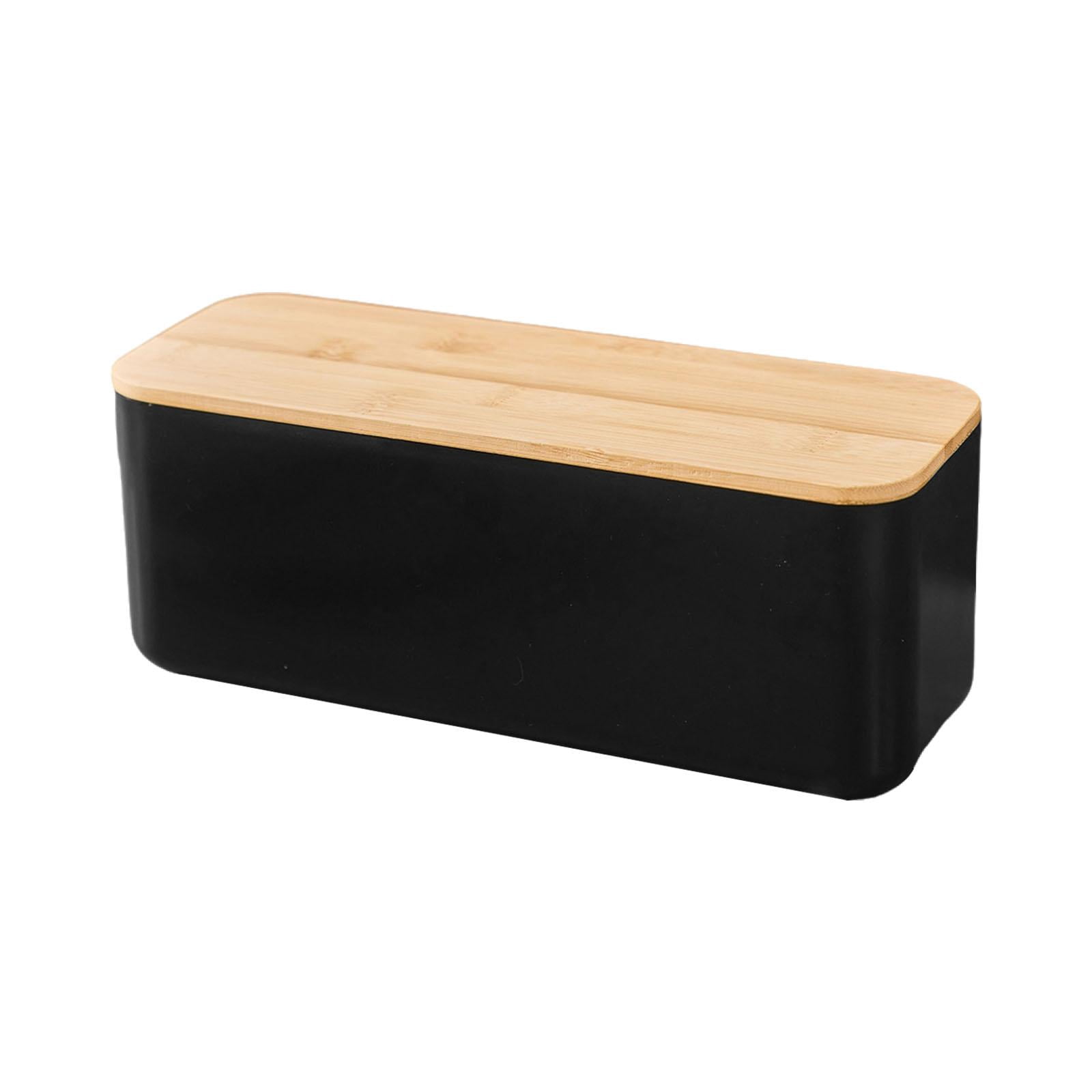 Fiocias Bread Box with Cutting Board Lid Breadbox Minimalist Keeps Fresh Container Bread black No hole lid