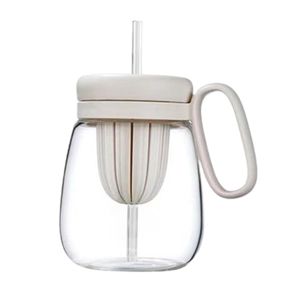 Fiocias Bubble Tea Cup for Smoothies Glass Tumbler with Tea Infuser Iced Coffee Reusable 850ml White