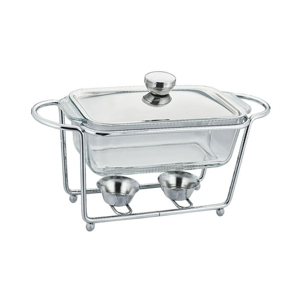 Fiocias Buffet Food Warmer Pot Buffet Server with Lid Transparent Stable Metal Rack Easy 1.3L 1 Compartment