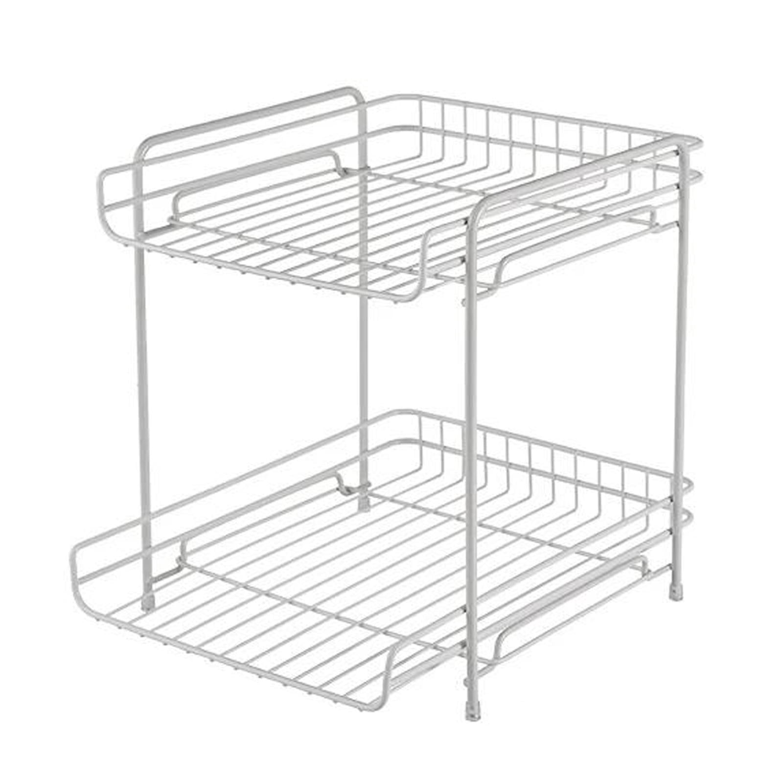 Fiocias Cabinet Organizer Spice Rack Display Shelf Mesh 2 Saving Multipurpose Under Sink White
